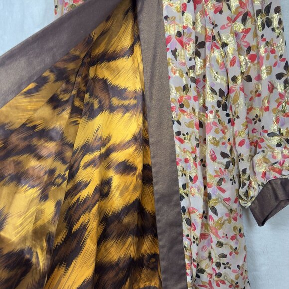 A0001 Diane Von Furstenberg Hadini Reversible Floral & Animal Print Coat Size 8 - Picture 3 of 16